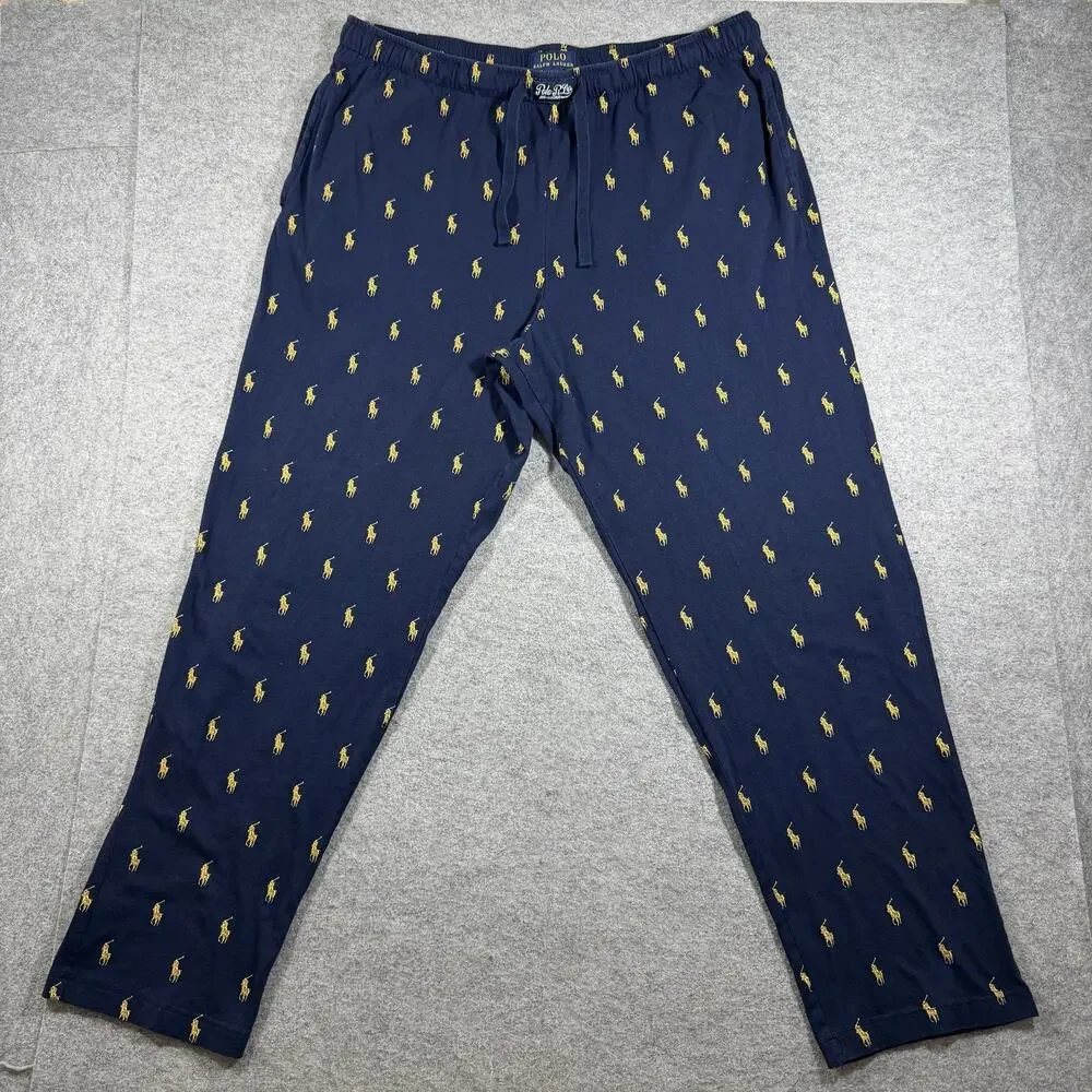 Polo Ralph Lauren Sleepwear Pant Mens XL Navy Allover Pony Print Lounge Pajama